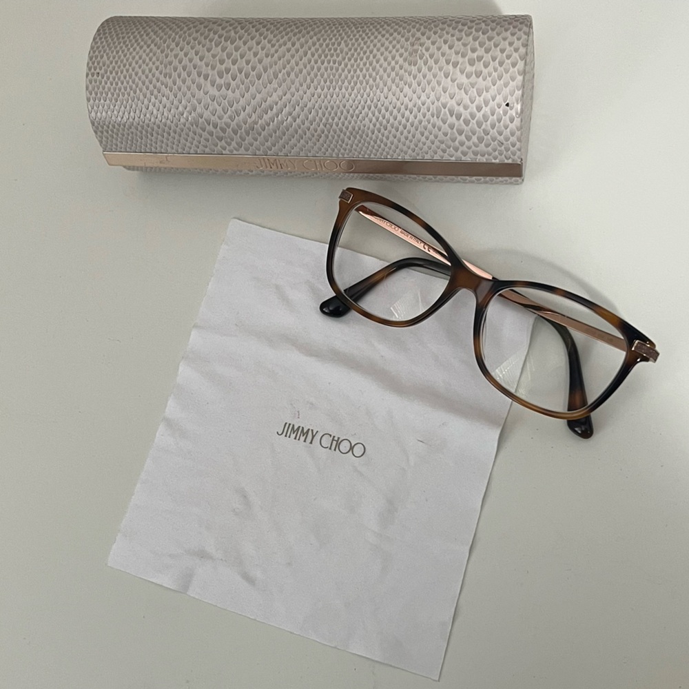 Jimmy Choo Glitter Embellished Cat Eye Prescription Brown Eye Glasses - Picture 2 of 11